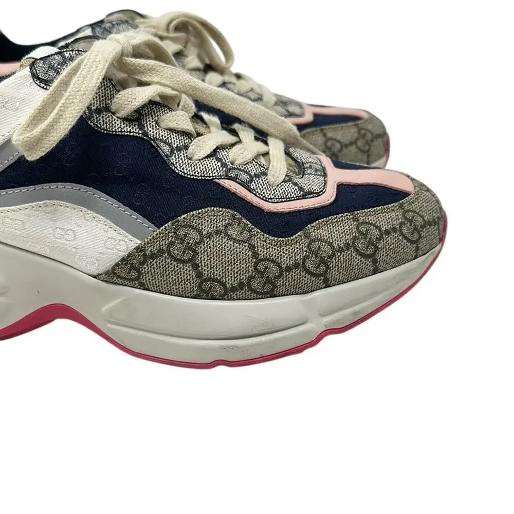 Gucci Rhyton GG Canvas Multi Monogram Low Top Sneakers Runners Size 38.5